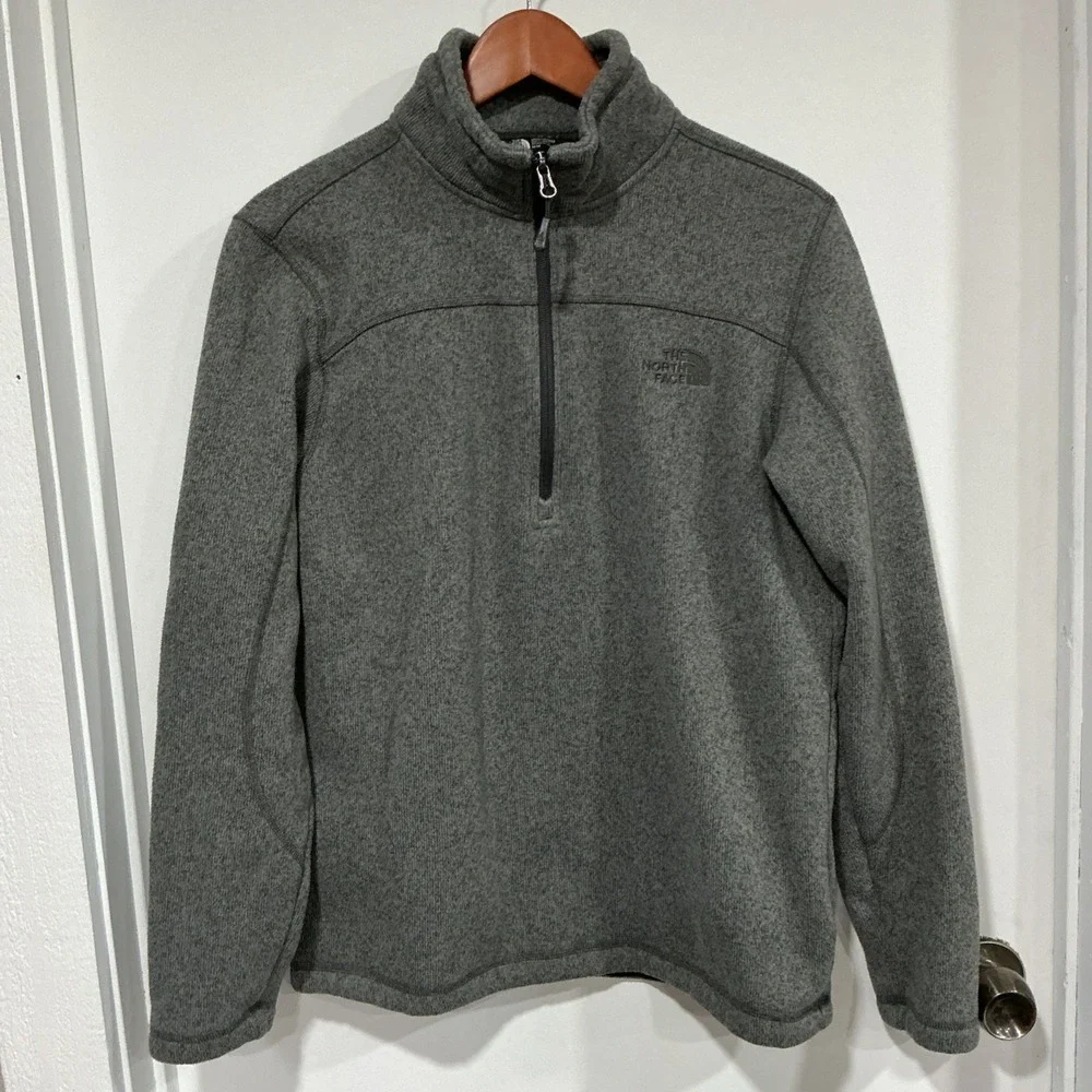 The North Face Gray 1/4 Zip-Up Sweater Fleece Pullover Jacket Medium, Cabincore